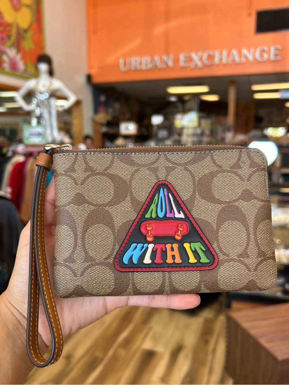 Coach Signature Roll With It Corner Zip Wristlet